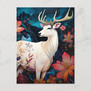 Carte Postale White Deer Beautfiul Imaginaire Art
