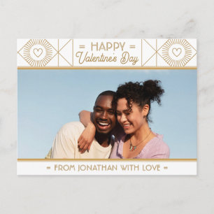 Carte Postale White & Gold Valentine's Day Photo personnalisée
