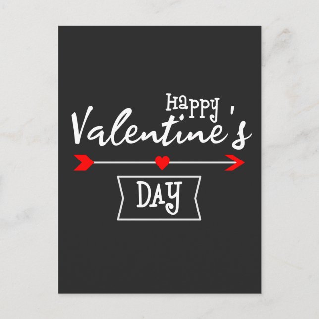 Carte Postale White Happy Valentines Day avec le coeur de flèche (Devant)