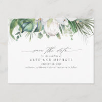 White King Protea Tropical Floral Sauvez la date