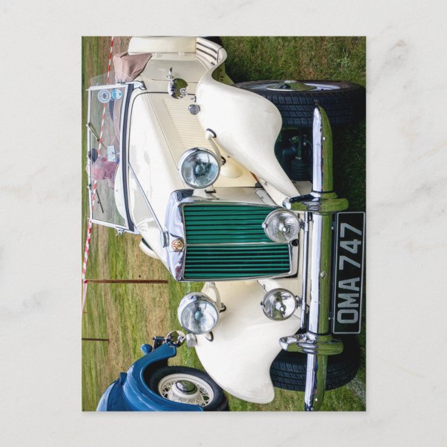Carte Postale White MG TD classique voiture de sport britannique (Devant)