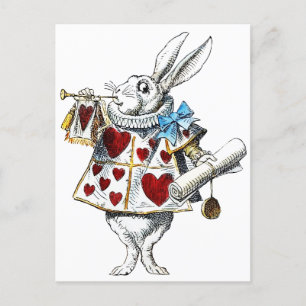 Carte Postale White Rabbit Alice Wonderland Hearts Fourre-tout