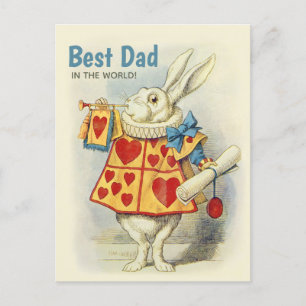 Carte Postale White Rabbit herald Best papa dans le monde CC1124