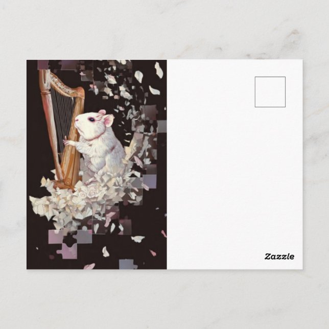 Carte Postale White Rat Fantasy Postcard – Elegant & Minimal (Dos)