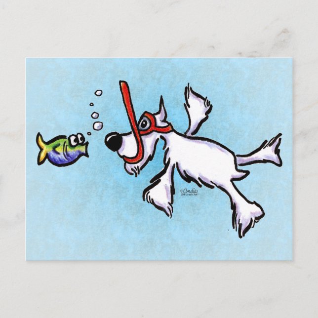 Carte Postale White Schnauzer Snorkeling Off-Leash Art™ (Devant)