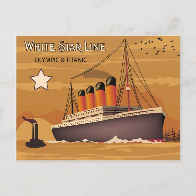 Carte Postale White Star Line, navire olympique et Titanic Overs (Devant)