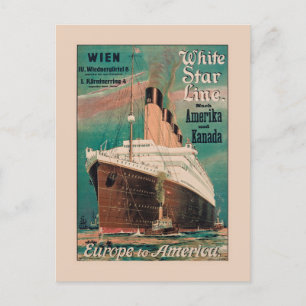 Carte Postale White Star Line Poster vintage 1914