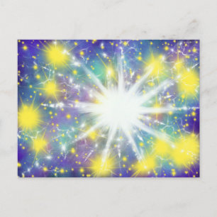 Carte Postale White Starburst & Gold Glory Stars Art moderne