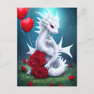 Carte Postale White Valentine Love Dragon