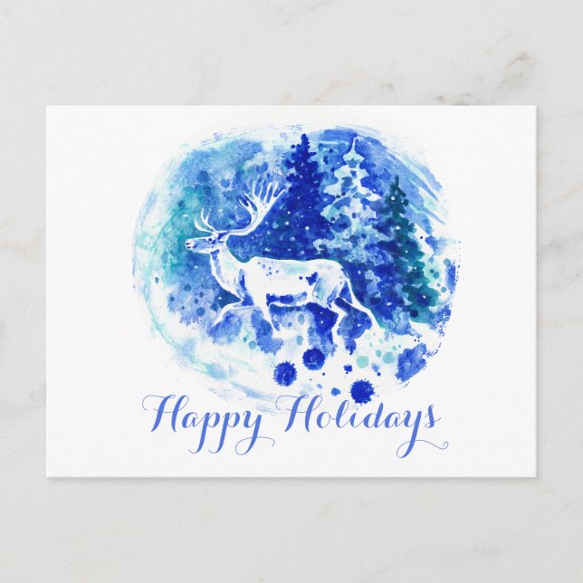 Carte postale White Winter Reindeer Stade (Devant)