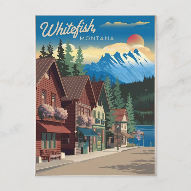 Carte Postale Whitefish Montana Vintage (Devant)