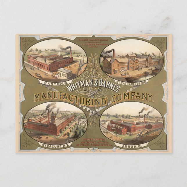 Carte Postale Whitman & Barnes Manufacturing Company. (Devant)