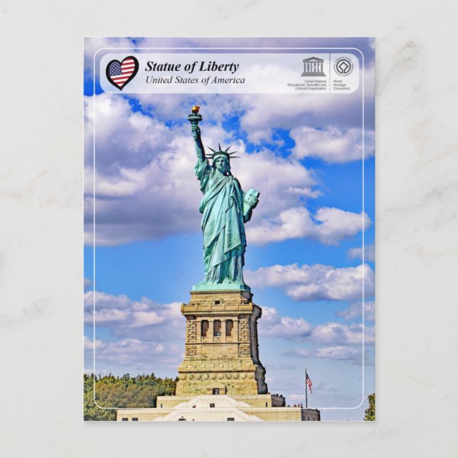 Carte Postale WHS de l'UNESCO - Statue de la Liberté (Devant)