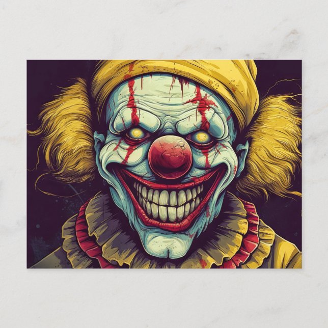 Carte Postale Wicked Funhouse Clown Illustration Design (Devant)