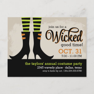 Carte Postale Wicked Witch Halloween Costume Fête Invitation