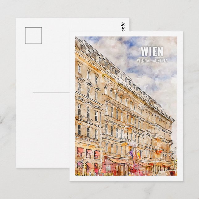 Carte Postale Wien Vienne Autriche célèbre Travel Place Watercol (Devant / Derrière)