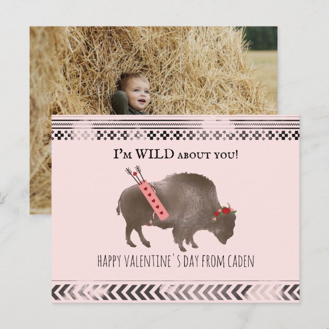 Carte Postale Wild About You Classroom Valentine Buffalo Photo (Devant / Derrière)