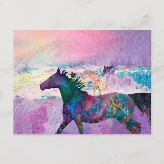Carte Postale Wild Horse Spirits WE ARE The LAND (Devant)