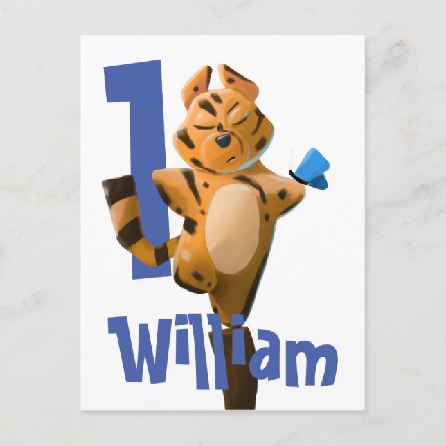 Carte postale Wild One Baby Tiger 1er Anniversaire (Devant)