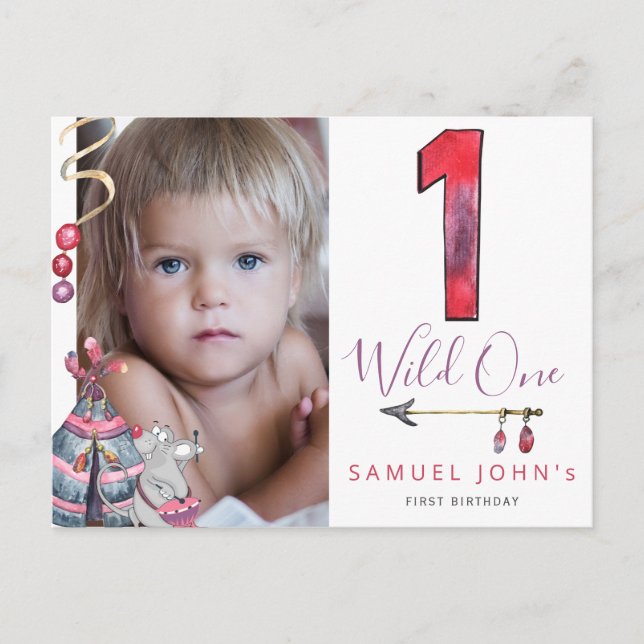 Carte Postale Wild One premier anniversaire tribal PHOTO garçon  (Devant)