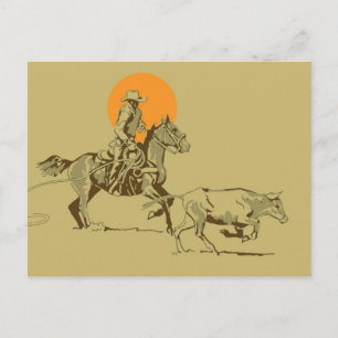 Carte Postale Wild West Cowboy au travail
