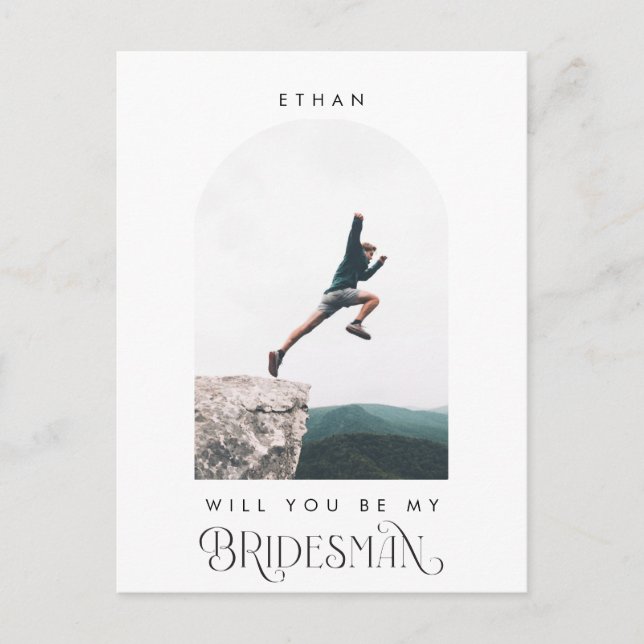 Carte Postale Will you be my Bridesman Minimal Photo Modern Arch (Devant)