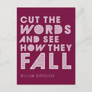 Carte Postale William Burroughs "Cut the Words"