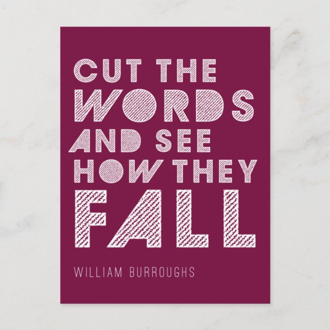 Carte Postale William Burroughs "Cut the Words" (Devant)