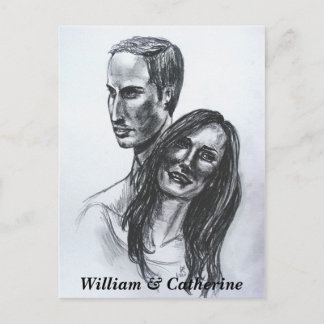 Carte postale William & Catherine Mariage