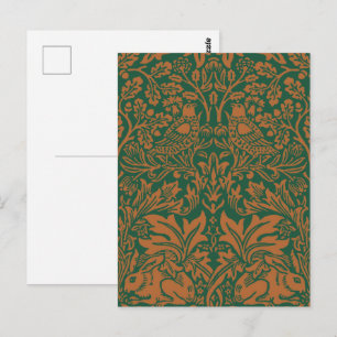 Carte Postale William Morris 1881 Oiseaux, Motif floral lapin