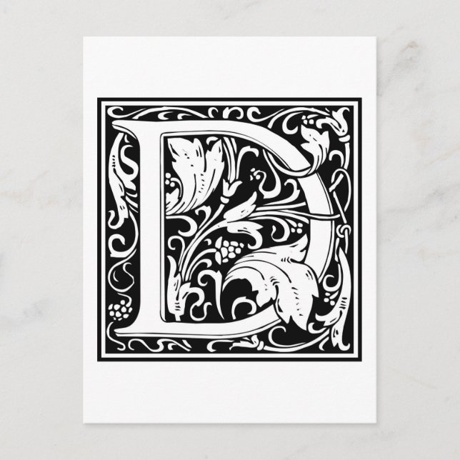 Carte Postale William Morris Alphabet "D" (Devant)