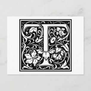 Carte Postale William Morris Alphabet "T"