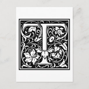 Carte Postale William Morris Alphabet "T"