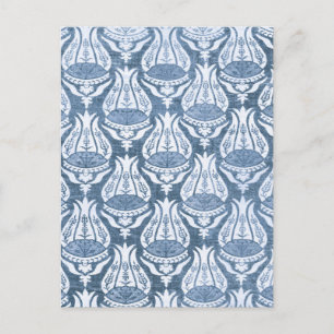 Carte Postale William Morris Bleu Motif Floral Classique