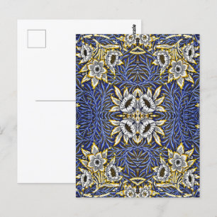 Carte Postale William Morris Blue et Gold Tulip Willow Design