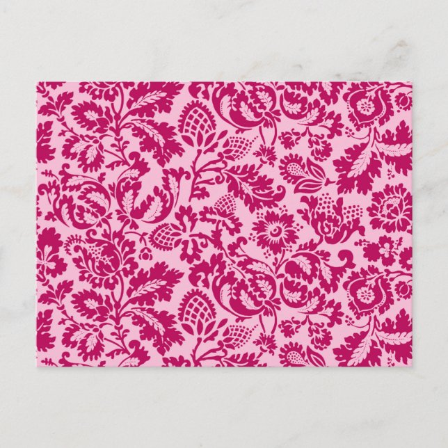 Carte Postale William Morris Floral Damask, Fuchsia et Rose  (Devant)