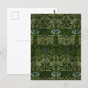 Carte Postale William Morris Grand Feuille vert & Fleur bleue