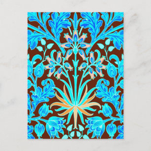 Carte Postale William Morris Hyacinth Imprimer, Aqua et Brown
