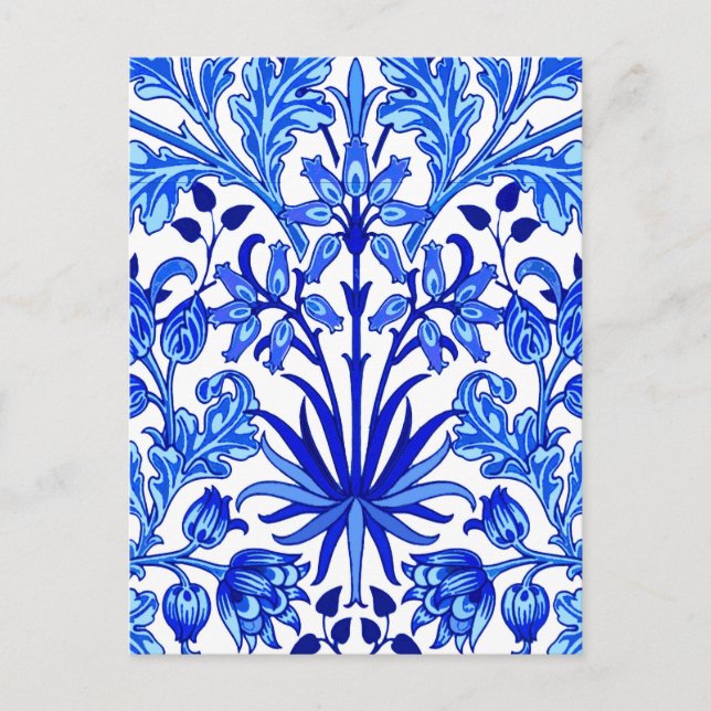 Carte Postale William Morris Hyacinth Imprimer, Cobalt bleu et b (Devant)