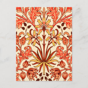 Carte Postale William Morris Hyacinth Imprimer, orange et rouill