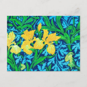 Carte Postale William Morris Irises, jaune et bleu de cobalt