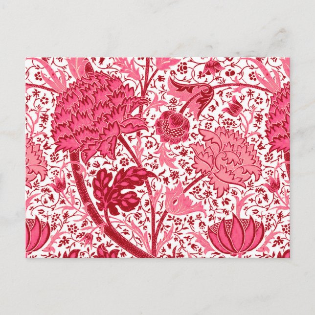 Carte Postale William Morris Jacobean Floral, Coral rose (Devant)