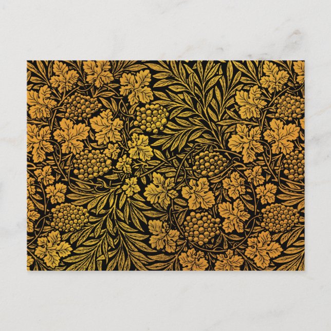 Carte Postale William Morris motif populaire, Floral d'or (Devant)