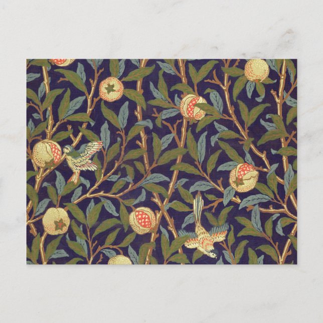 Carte Postale William Morris Oiseau Et Grenade (Devant)