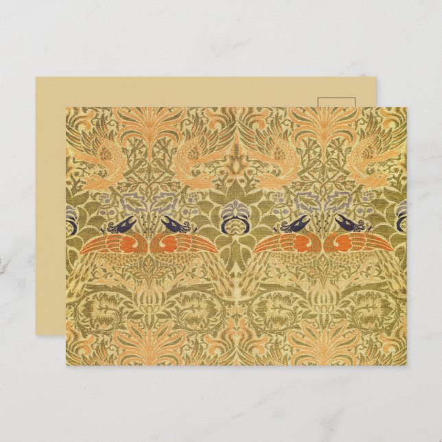 Carte Postale William Morris Peacock & Dragon Arts & Artisanat (Devant / Derrière)
