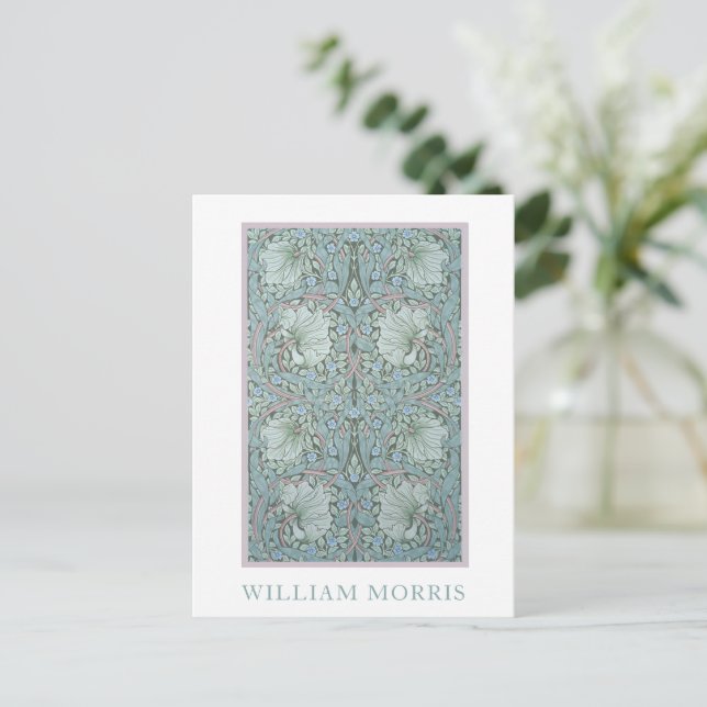 Carte Postale William Morris - Pimpernel : Floral bleu et vert (Debout devant)