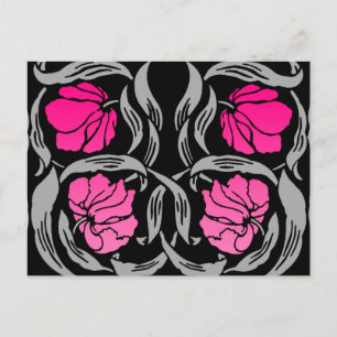 Carte Postale William Morris Pimpernel, Fuchsia rose et noir