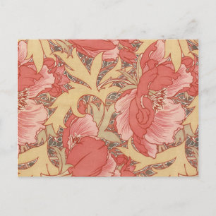 Carte Postale William Morris Poppies Floral Art Nouveau Motif