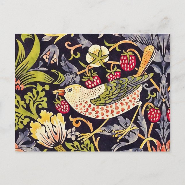 Carte Postale William Morris Strawberry Thief Floral Art Nouveau (Devant)