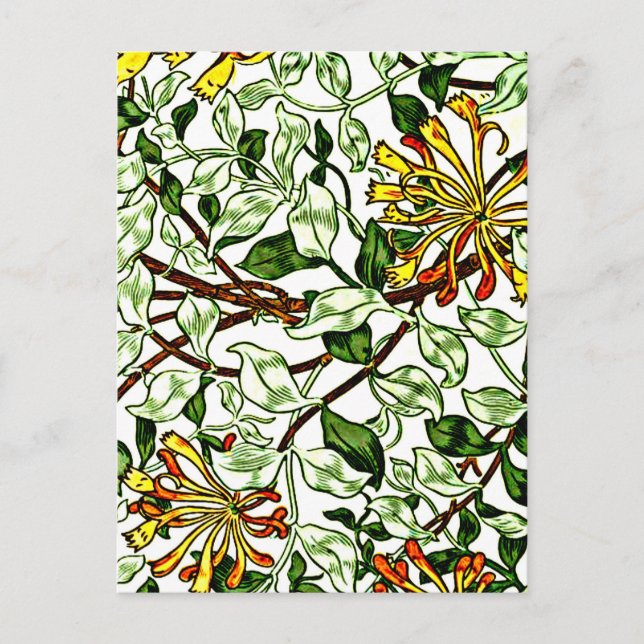 Carte Postale William Morris - Sucette de miel, vert et jaune (Devant)